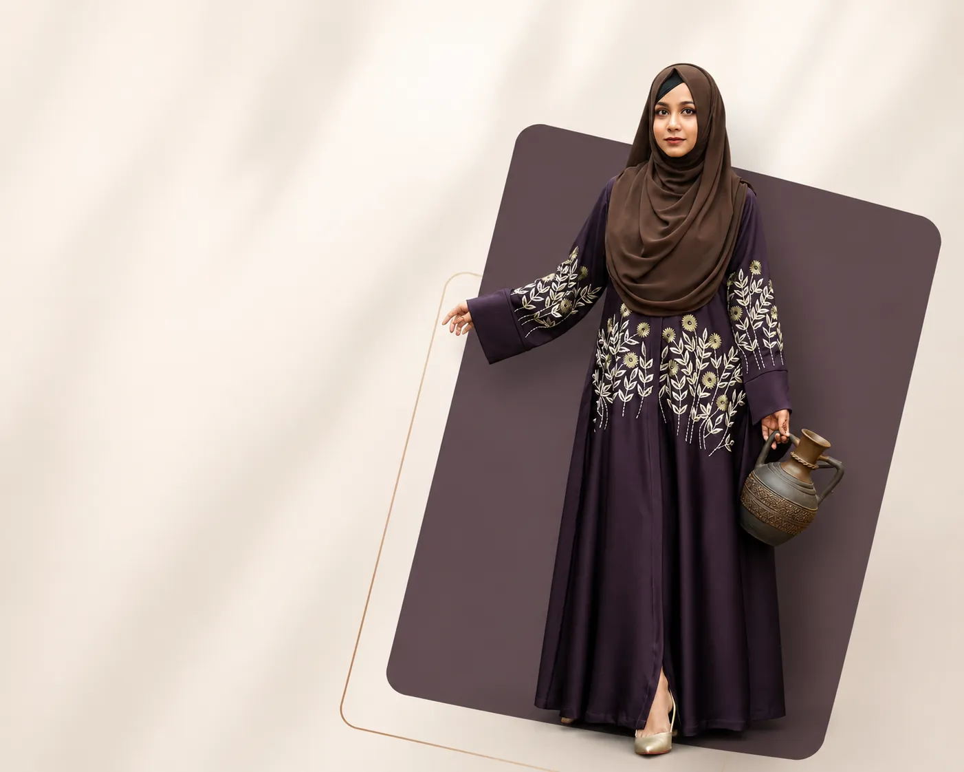 Sunflower Embroidery Abaya